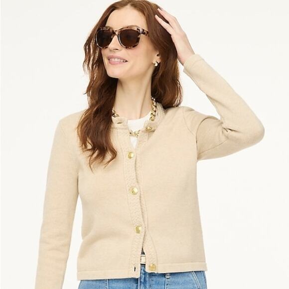 J Crew Cotton cardigan sweater lady jacket in heather khaki Size XL - Picture 2 of 6